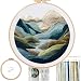 FONNUY Embroidery Kit for Beginners Nature Hills Landscape PreStamped Pattern Kits for Adults with Hoop Easy to Follow Color Thread Needlework 8 Hoop Green Hills - Image 2