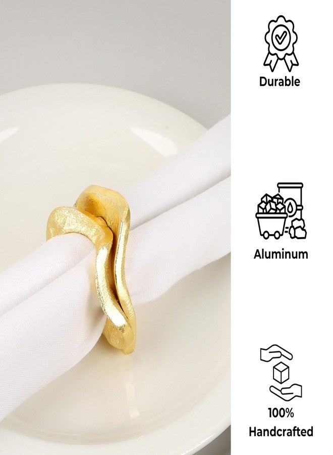 CLEENTABLE 8 Pcs Metal Table Decor Napkin Rings Wavy Sculptural Napkin Holders, Decorative Serveitte Ring for Table Settings Wedding Christmas Party Dinner Table (Gold) - Image 3