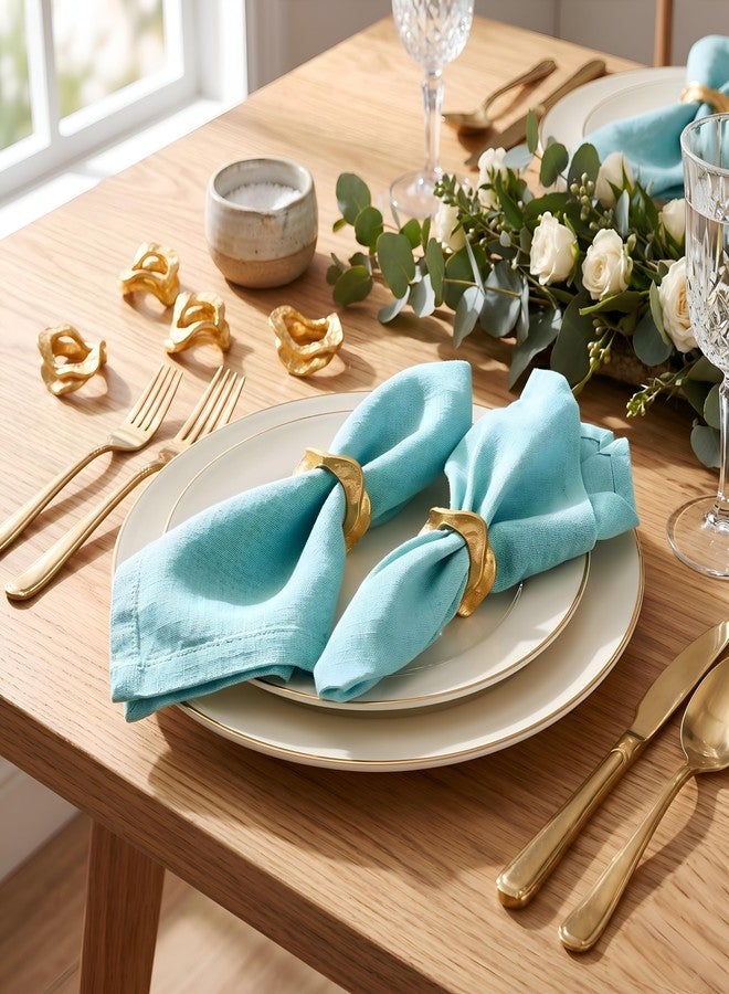 CLEENTABLE 8 Pcs Metal Table Decor Napkin Rings Wavy Sculptural Napkin Holders, Decorative Serveitte Ring for Table Settings Wedding Christmas Party Dinner Table (Gold) - Image 2