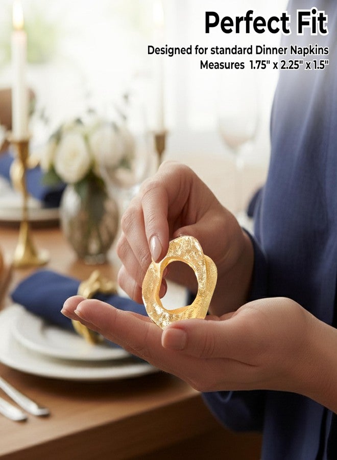 CLEENTABLE 8 Pcs Metal Table Decor Napkin Rings Wavy Sculptural Napkin Holders, Decorative Serveitte Ring for Table Settings Wedding Christmas Party Dinner Table (Gold) - Image 4