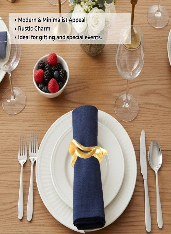 CLEENTABLE 8 Pcs Metal Table Decor Napkin Rings Wavy Sculptural Napkin Holders, Decorative Serveitte Ring for Table Settings Wedding Christmas Party Dinner Table (Gold) - Image 5