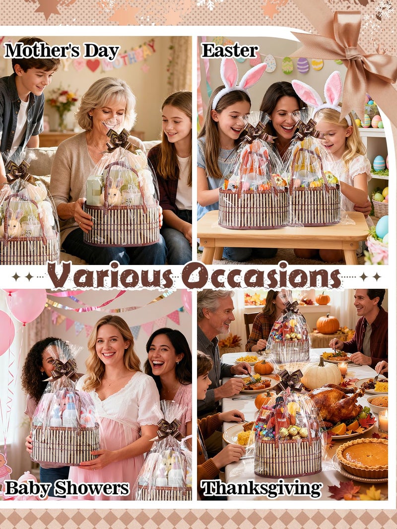 MADHOLLY 4Set Large Sturdy Bamboo Baskets for Gifts Empty - Hold 15 lbs Each, Easy to Assemble, Rustic Gifts Wrapping Basket Kit for Graduations/ Mother's Day/ Birthdays/ Baby Shower/ Wedding/ Housewarming - Image 4