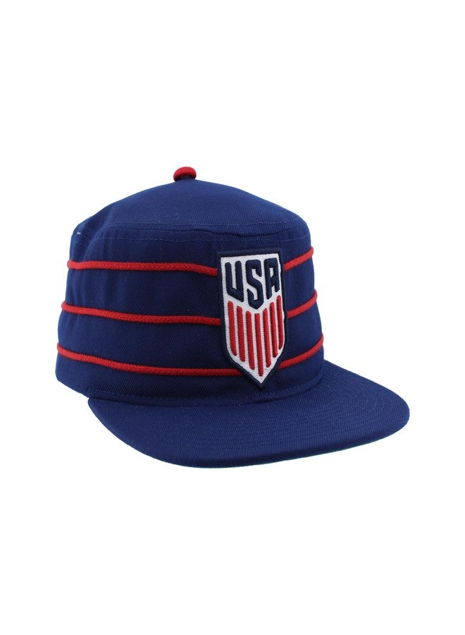 ZHATS U.S. Soccer Officially Licensed USMNT Adjustable Snapback Hat Flat Bill Vintage Stripe Navy - Image 2