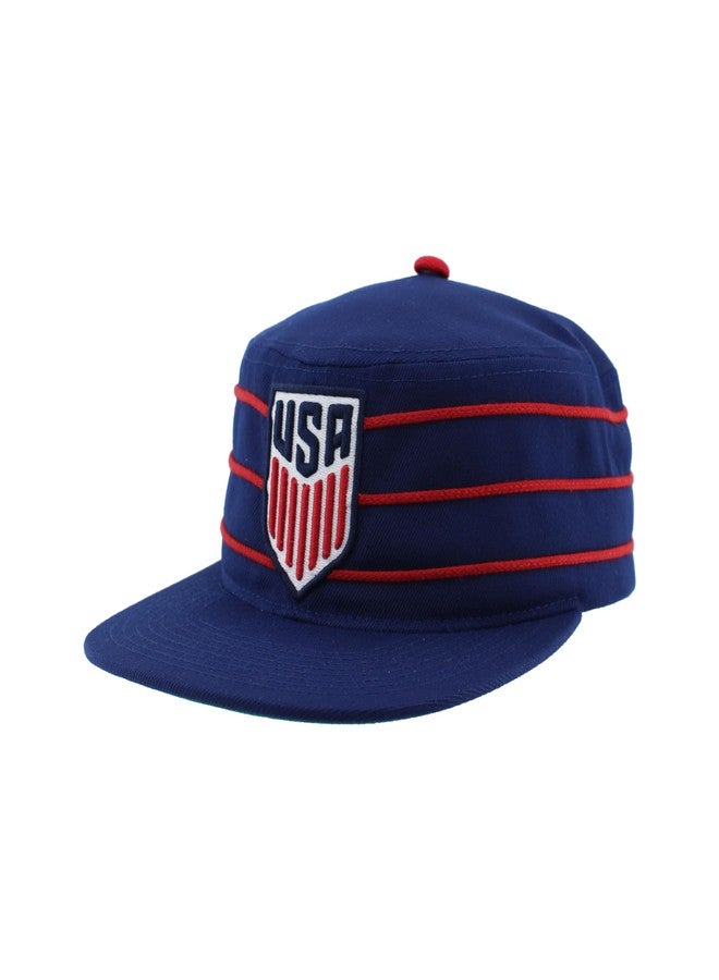 ZHATS U.S. Soccer Officially Licensed USMNT Adjustable Snapback Hat Flat Bill Vintage Stripe Navy - Image 1