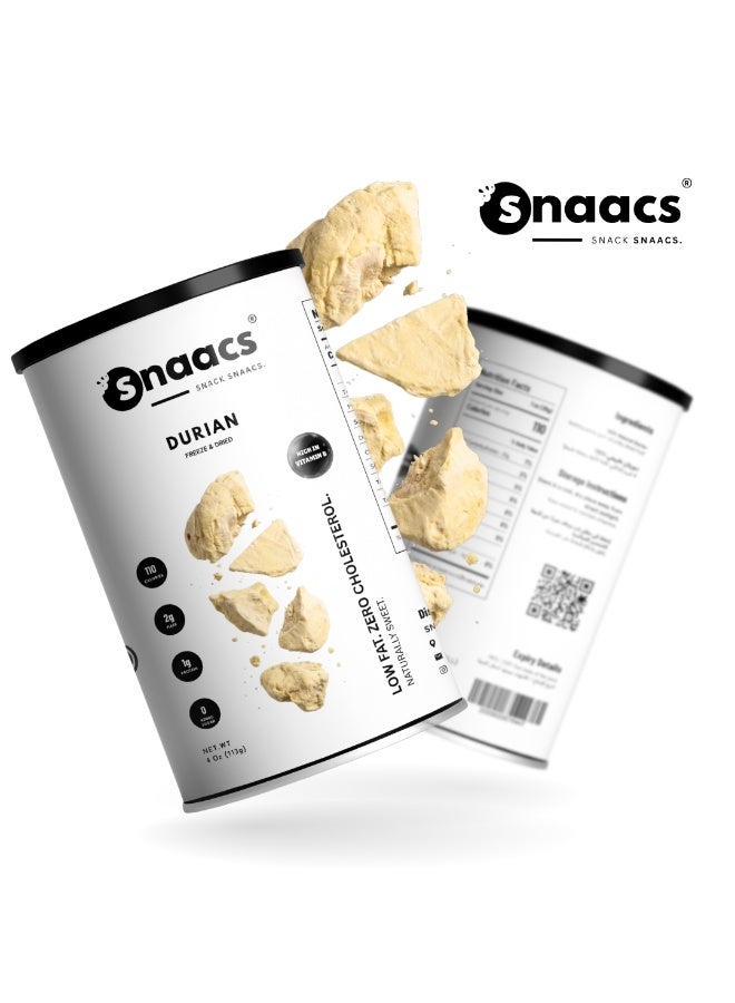 سناكس SNAACS دوريان فاخر مجفف بالتجميد | بدون سكر مضاف | وجبة خفيفة من الفاكهة الاستوائية المقرمشة - 113 غرام | 4 أونصة - Image 5