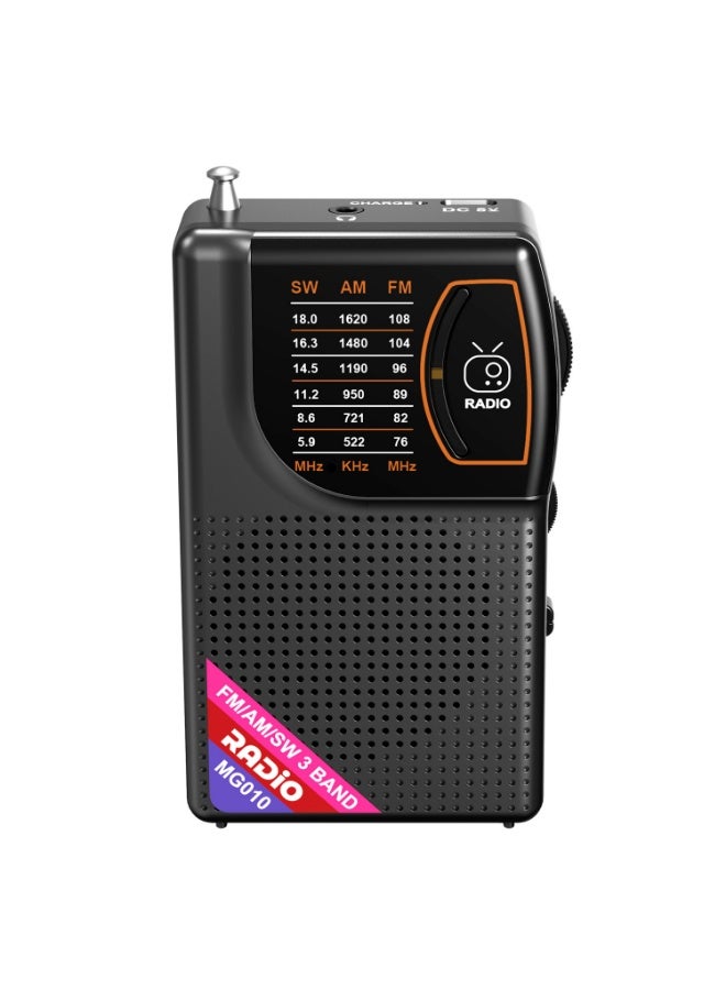 راديو صغير محمول متعدد النطاقات FM AM SW، راديو يدوي مع شحن Type-C وبطارية 800mAh، منفذ سماعة 3.5 مم، تصميم خفيف للسفر والاستخدام اليومي - Image 1