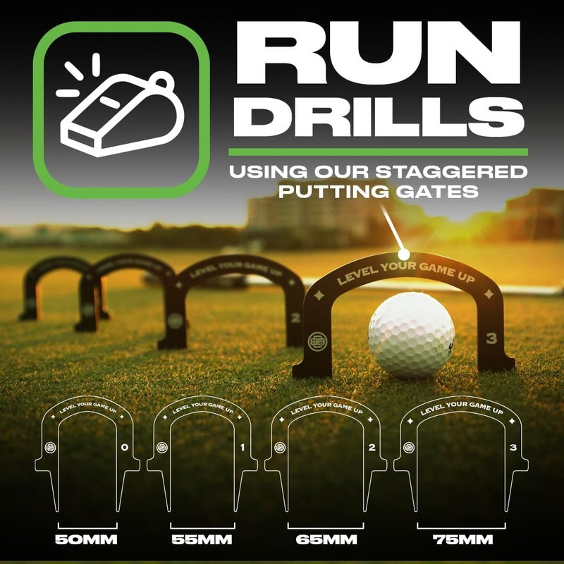 BACK 2 BASICS GOLF Back 2 Basics Putting Gates Set – Golf Putting Aid for Alignment & Accuracy – Gate Putting Green & Golf Putting Mat Trainer - Gate Putter Training Aid for Putting Green - Image 2