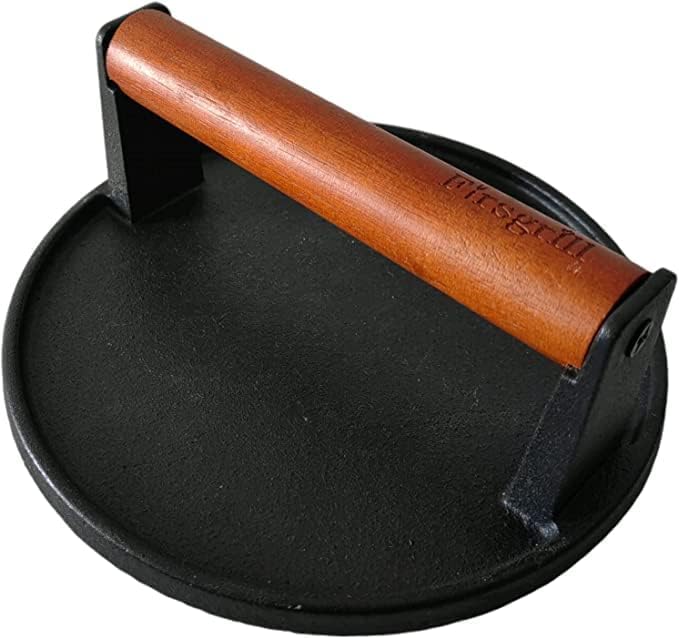 Firsgrill Burger Press 7.08" Round & 8.3”X4.3”Rectangle Heavy-Duty Cast Iron Smash Meat Steak With Wood Handle for Blackstone Camp chef Pitboss Weber Treager Griddle Grills (Round & Rectangle) - Image 2