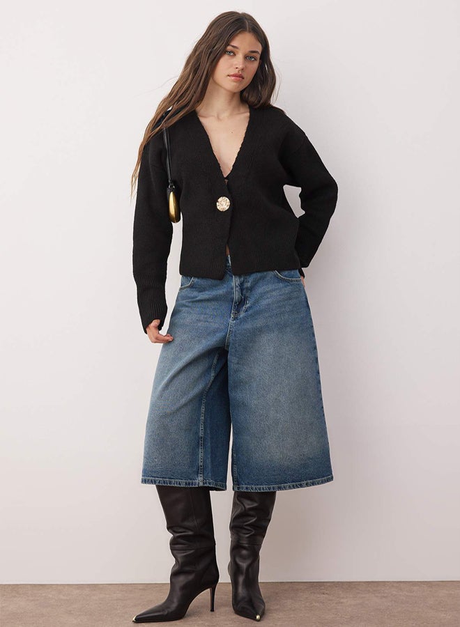 trendyol Black Soft Textured Button Detailed Knitwear Cardigan - Image 2