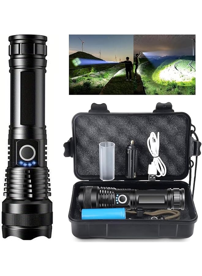 PROMASS Flashlights Rechargeable LED High Lumens, 150000 Lumens Super Bright Tactical Handheld Flash Light, Powerful Emergency Linternas, Zoomable, Waterproof, Long Lasting, for Hiking Camping Gift  - Image 1
