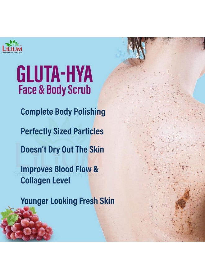 Lilium Revitalizing Massage Scrub Gluta-Hya 500ml | Collagen, Biotin, Hydrates, Lightens & Nourishes | Minimizes Dermal Pores, Helps Skin Retain Moisture 24x7 | For Face & Body, All Skin Types - Image 4
