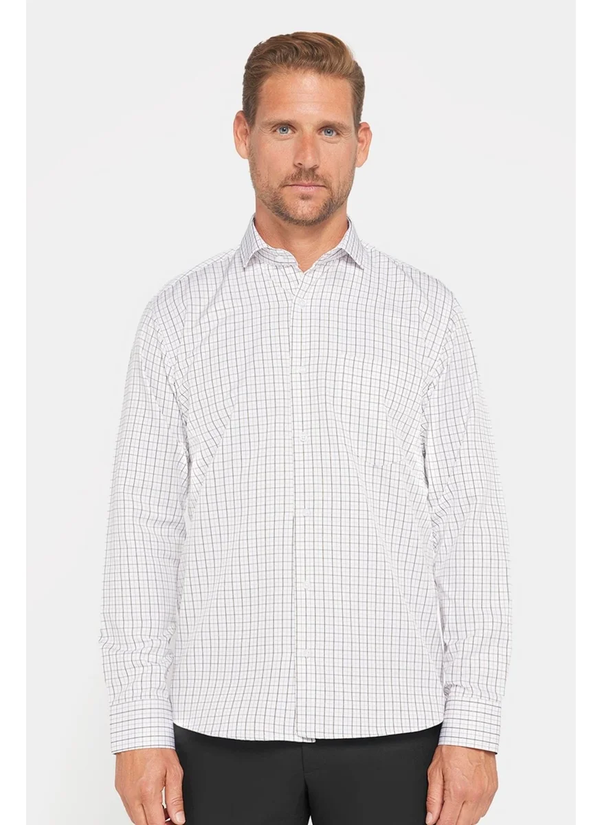 Tudors Men's Classic Fit Regular Cut Long Sleeve Single Pocket Striped Italian Collar Shirt