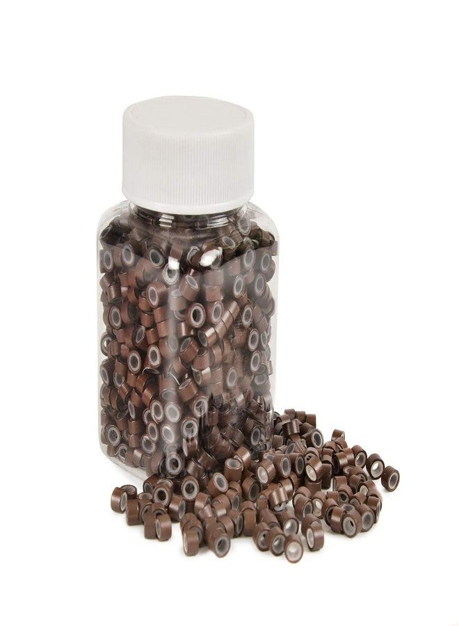 CREATE BEAUTY 1000Pcs Premium Silicone Micro Link Rings 5mm Lined Beads for I Tip Hair Extensions (1000Pcs, Brown) - Image 1