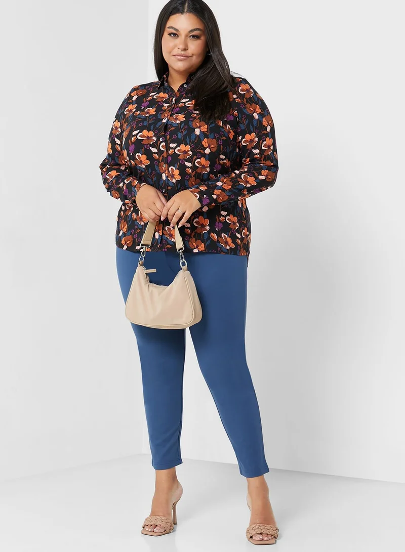 Only Carmakoma Floral Printed Button Down Shirt