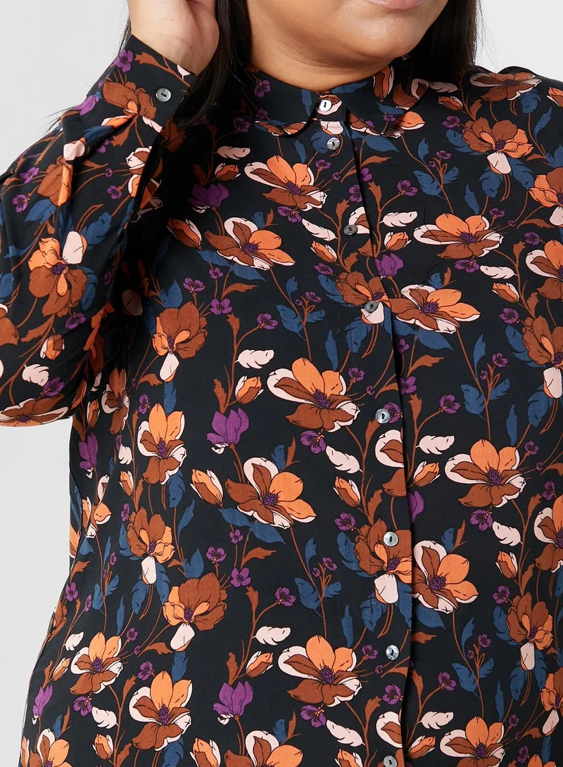 Only Carmakoma Floral Printed Button Down Shirt