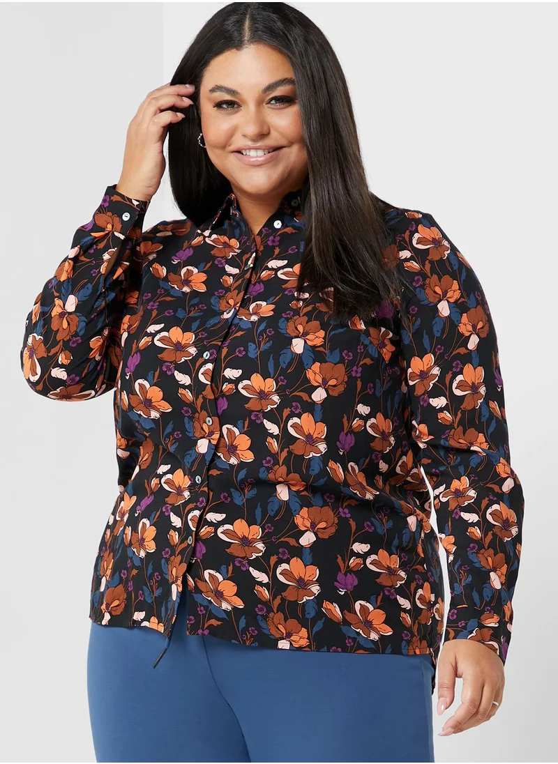 Only Carmakoma Floral Printed Button Down Shirt