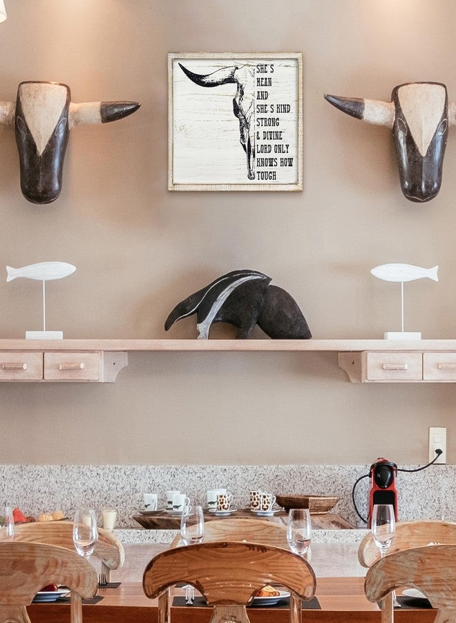 Putuo Decor Bohemian Western Wall Decor, Artistic Cowboy Prints, Square Wall Pediments for Living Room and Hallway (Cow Skull Head) - Image 4