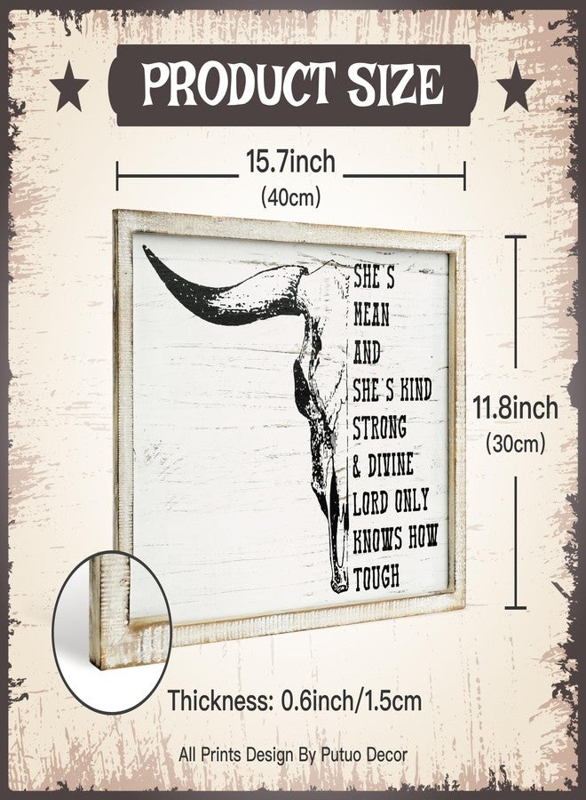 Putuo Decor Bohemian Western Wall Decor, Artistic Cowboy Prints, Square Wall Pediments for Living Room and Hallway (Cow Skull Head) - Image 2