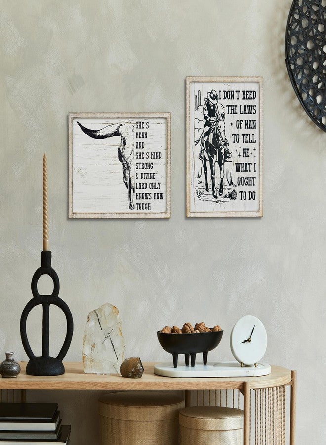 Putuo Decor Bohemian Western Wall Decor, Artistic Cowboy Prints, Square Wall Pediments for Living Room and Hallway (Cow Skull Head) - Image 5