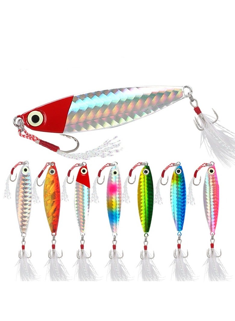 KUYING New 8-Piece Fish Fake Bait with Blood Tank Hook Feather Hook 30g  - Image 1