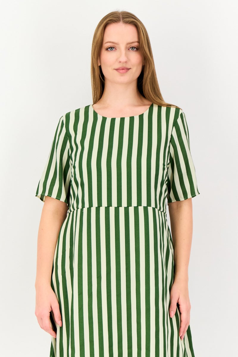 VERO MODA فستان ميدي مخطط من فيرو مودا للنساء، متعدد الألوان - Image 3