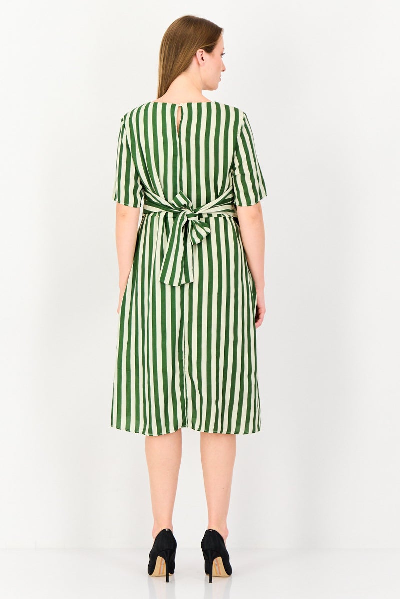 VERO MODA فستان ميدي مخطط من فيرو مودا للنساء، متعدد الألوان - Image 4