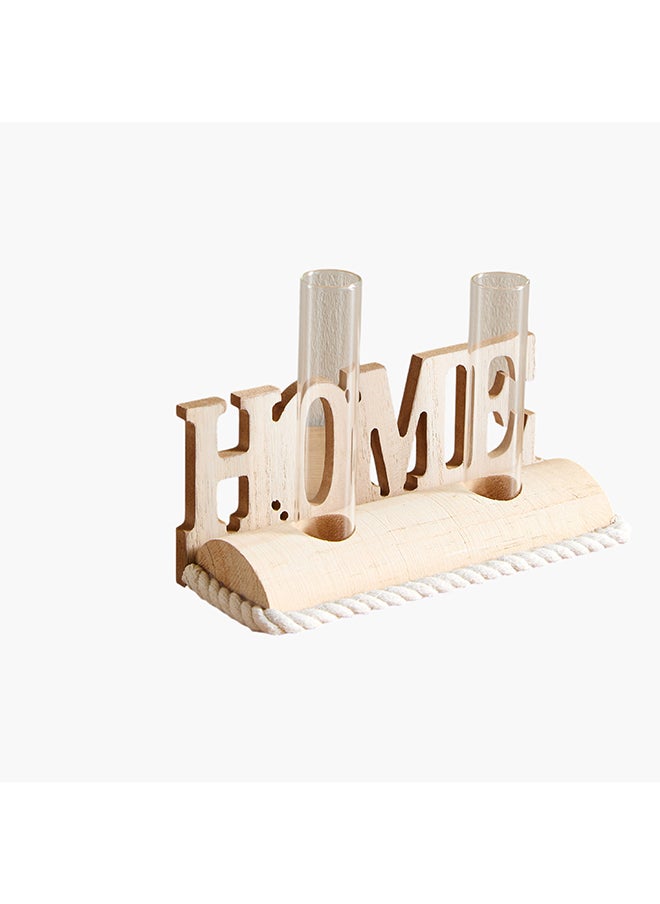 Home Box Wadee Wooden Home Accent with 2 Glass Vases  - Image 5