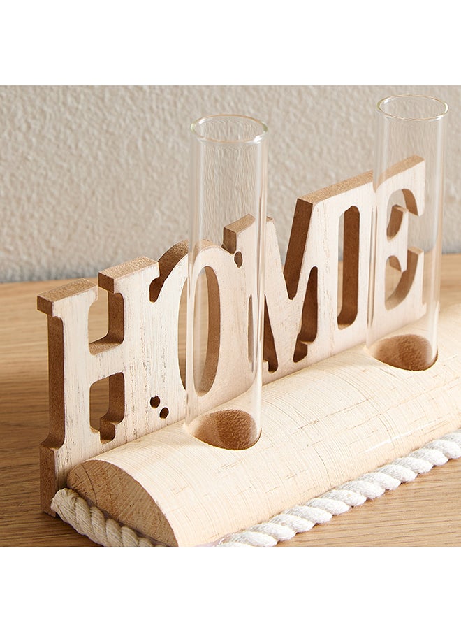 Home Box Wadee Wooden Home Accent with 2 Glass Vases  - Image 3