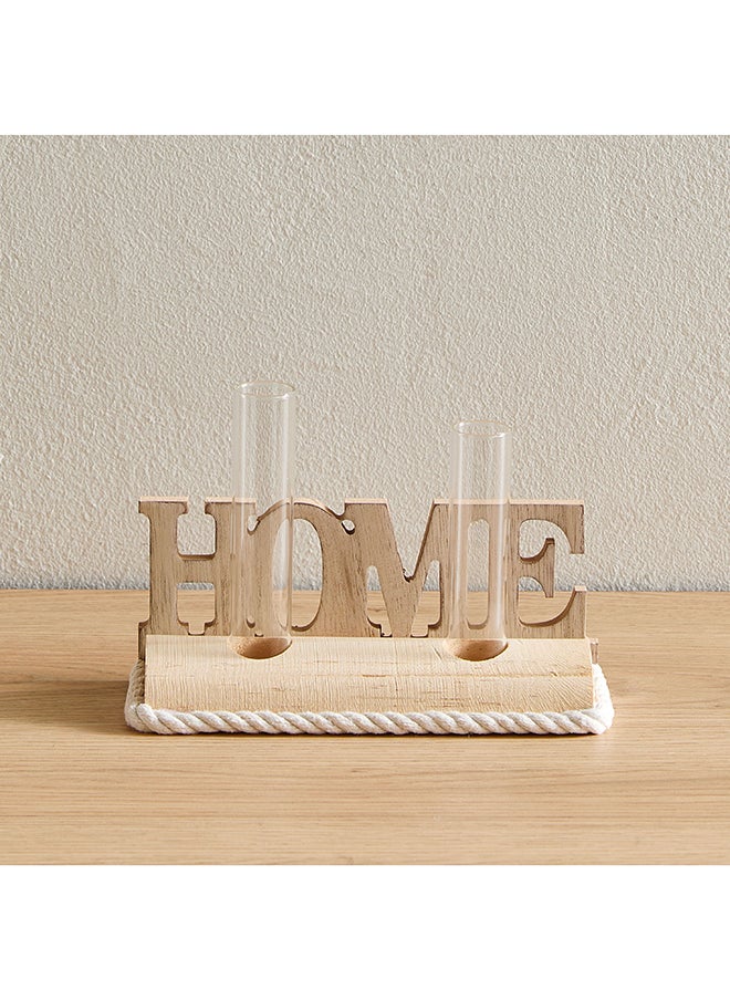 Home Box Wadee Wooden Home Accent with 2 Glass Vases  - Image 2