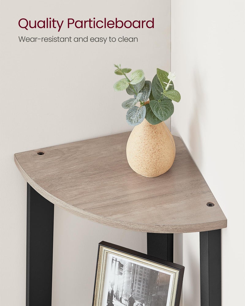 VASAGLE Corner Shelf Stand, 4-Tier Corner Bookshelf, Industrial Ladder Shelf, Plant Stand for Living Room, Office, Kitchen, Greige and Black ULLS034M01 - Image 5