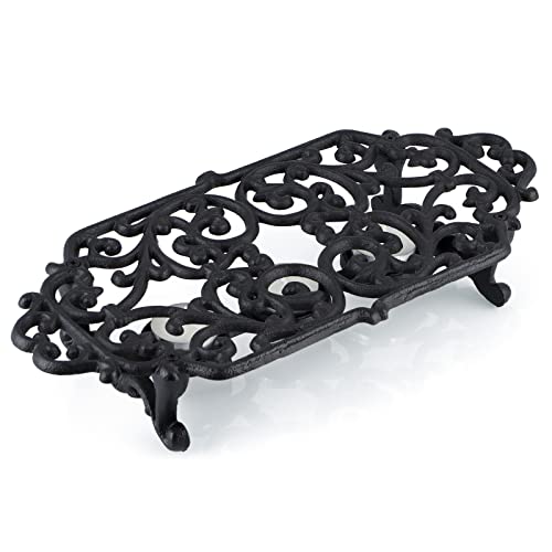 MOLIGOU Cast Iron Teapot Warmer, Teapot Warmer Stand with 3 Tealight Candle Holders, Teapot Heater Base - Image 2