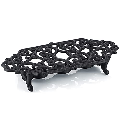 MOLIGOU Cast Iron Teapot Warmer, Teapot Warmer Stand with 3 Tealight Candle Holders, Teapot Heater Base - Image 1