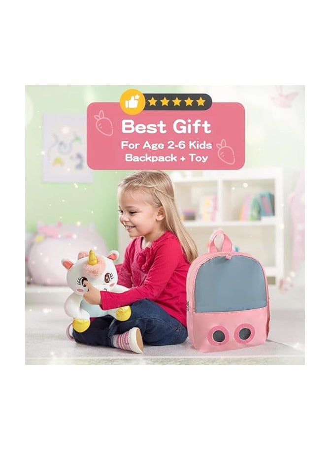 Toddler Backpack,Stuffed Animal Kids Cute Cartoon Schoolbag,Lightweight Bookbags Daypack School Backpack with Adujustable Strap Small Preschool Purse for 2-6 years Boys Girls - Image 4