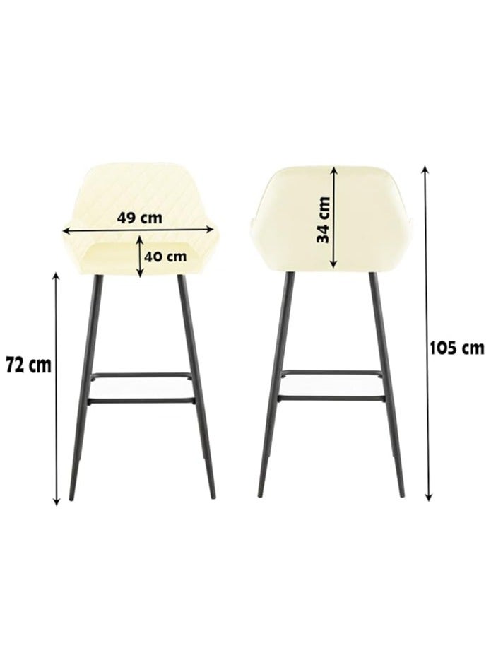 Ripple FURNITURE Modern High Chair Pub Coffee Chair Kitchen Dining And Office Counter Chair (Beige)  - Image 2