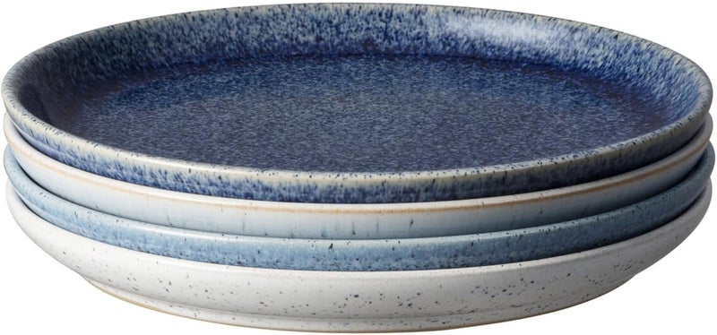 Denby Denby  Studio Blue Small Plates Set of 2  Dishwasher Microwave Safe Crockery 185cm  Blue White Ceramic Stoneware Tableware Side Plates  Chip  Crack Resistant  - Image 1