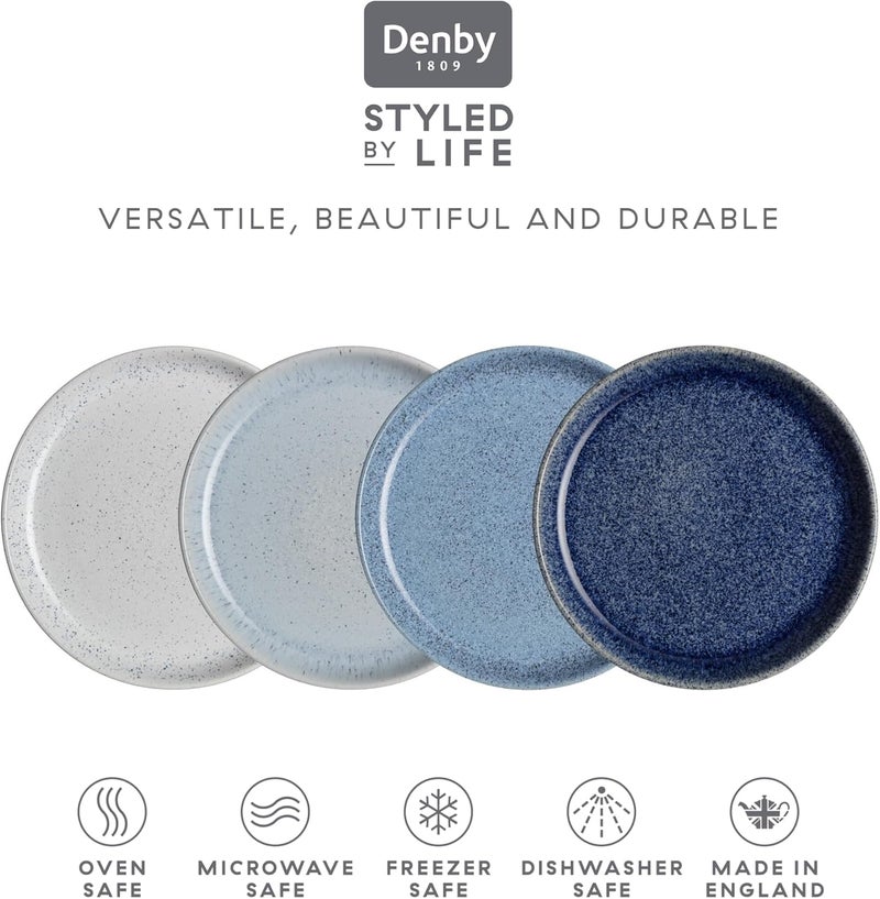 Denby Denby  Studio Blue Small Plates Set of 2  Dishwasher Microwave Safe Crockery 185cm  Blue White Ceramic Stoneware Tableware Side Plates  Chip  Crack Resistant  - Image 3