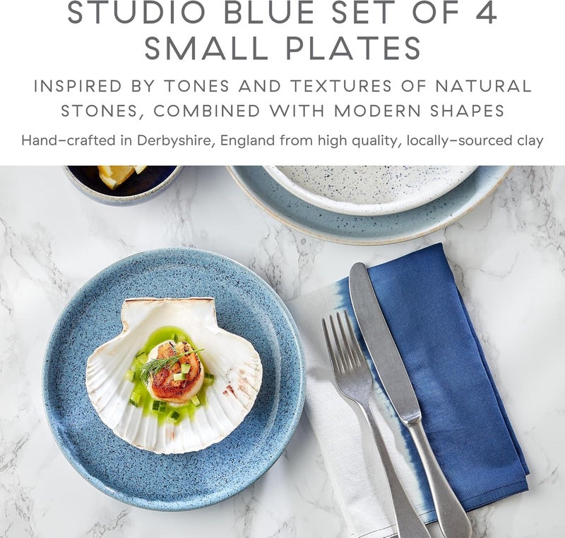 Denby Denby  Studio Blue Small Plates Set of 2  Dishwasher Microwave Safe Crockery 185cm  Blue White Ceramic Stoneware Tableware Side Plates  Chip  Crack Resistant  - Image 2