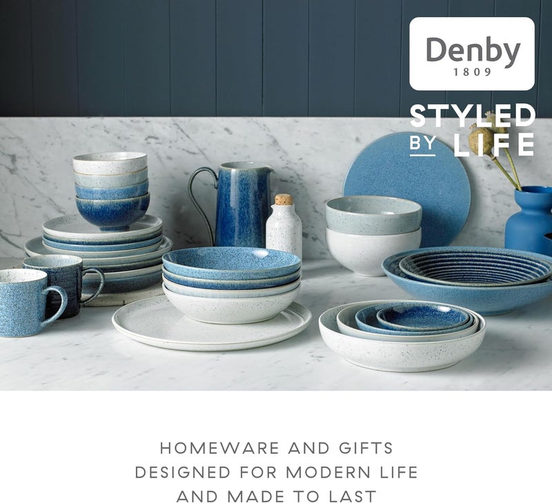 Denby Denby  Studio Blue Small Plates Set of 2  Dishwasher Microwave Safe Crockery 185cm  Blue White Ceramic Stoneware Tableware Side Plates  Chip  Crack Resistant  - Image 4
