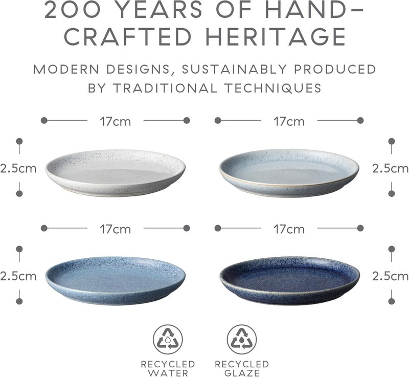 Denby Denby  Studio Blue Small Plates Set of 2  Dishwasher Microwave Safe Crockery 185cm  Blue White Ceramic Stoneware Tableware Side Plates  Chip  Crack Resistant  - Image 5