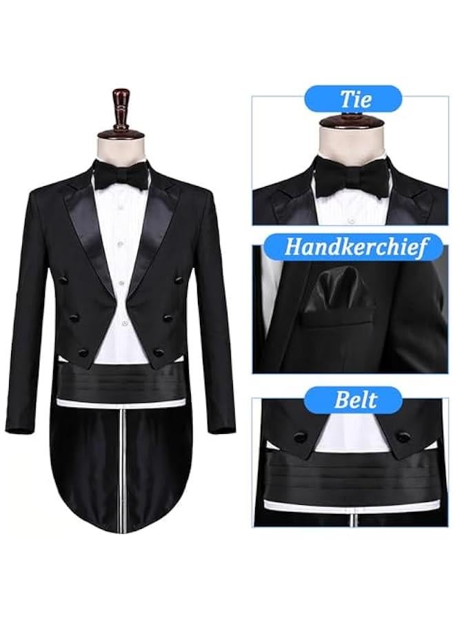 Arabest Men‘s Cumberbund and Bow Tie Set, Adjustable Satin Cummerbund Black with Pocket Squares Bow Ties for Men, Solid Color Elegant Tuxedo 3-Pieces Set for Formal Events - Image 4