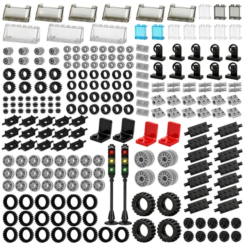 Pamvava Wheels and Axles Sets Tires City Car Parts Pieces Windshield Vehicle Accessories Construction Boys Toy - Image 3