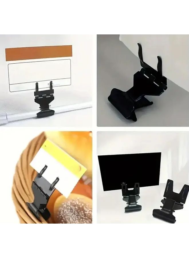 Black 4pcs Price Label Holder Sign Stand Snap Clip Shelf Talker Tag - Image 4