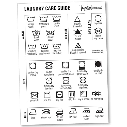 Talented Kitchen Laundry Symbols Magnet Chart - 5 x 7 in, Black & White Vinyl - Magnetic Laundry Guide & Washing Instruction Symbols - Care Chart for Drying, Ironing & Dry Cleaning - Image 1