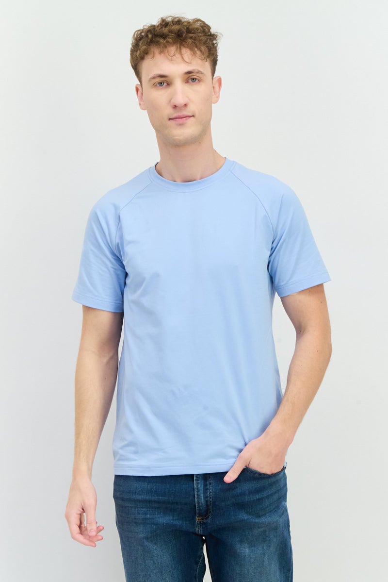 Gaiam Men Crew Neck Short Sleeves Plain T-Shirt, Sky Blue - Image 1