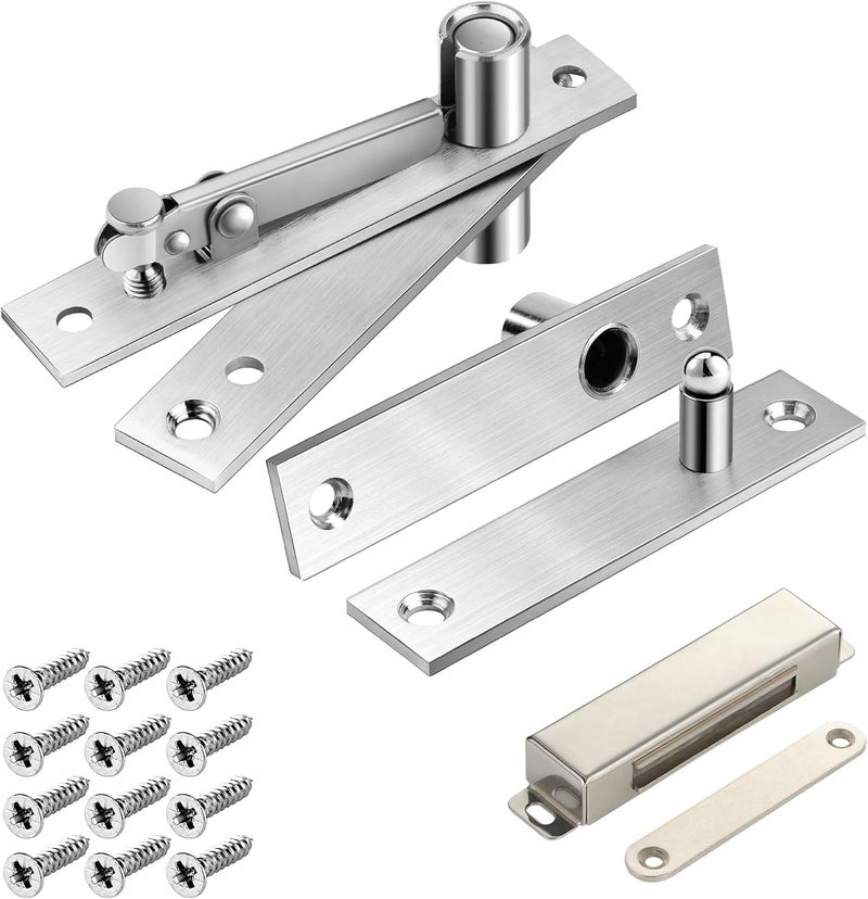 HBL Heavy Duty Pivot Hinge Set with Magnetic Door Catch for Wood Door, ' Hidden Door Hinge for Secret Door, Swing Door, with 360 Degree Rotation, Invisible Pivot Door Hardware for Bookshelf. - Image 1