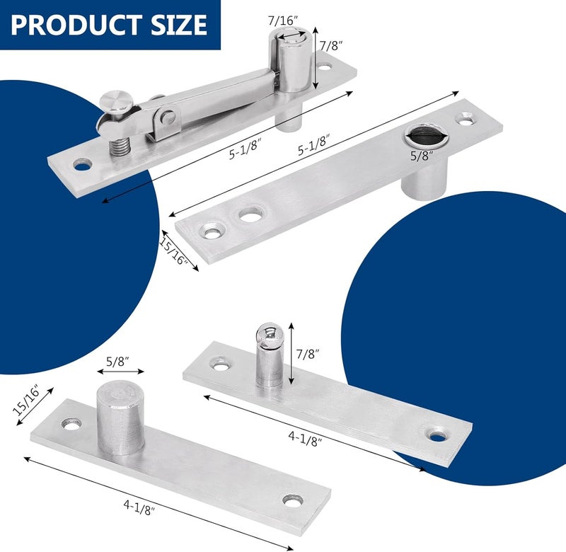HBL Heavy Duty Pivot Hinge Set with Magnetic Door Catch for Wood Door, ' Hidden Door Hinge for Secret Door, Swing Door, with 360 Degree Rotation, Invisible Pivot Door Hardware for Bookshelf. - Image 5