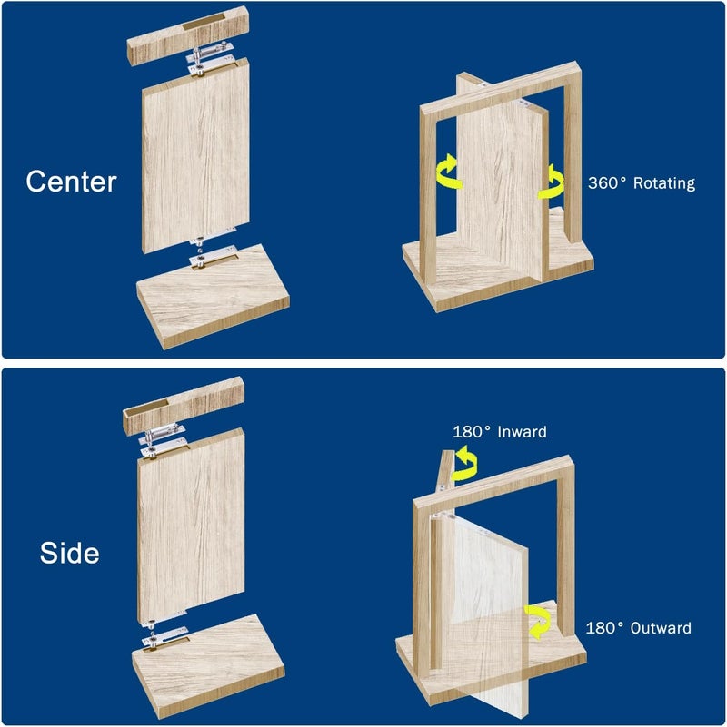 HBL Heavy Duty Pivot Hinge Set with Magnetic Door Catch for Wood Door, ' Hidden Door Hinge for Secret Door, Swing Door, with 360 Degree Rotation, Invisible Pivot Door Hardware for Bookshelf. - Image 4