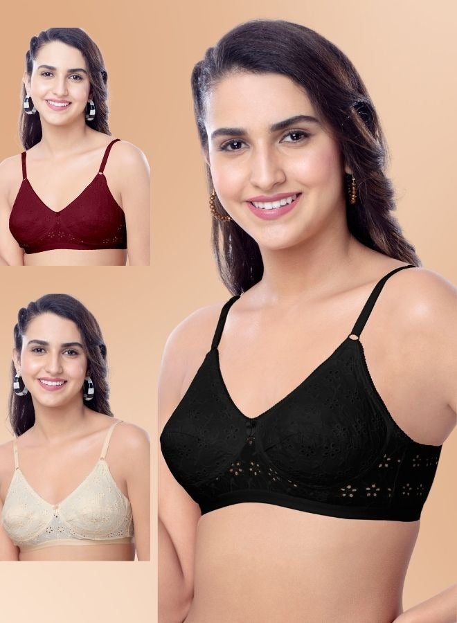 BRIDA Brida Women's Cotton Minimizer Saree Bra (Italia) & High-Waisted Pure Cotton Panties Set (Marvel )-Colours & Print May Vary  - Image 5