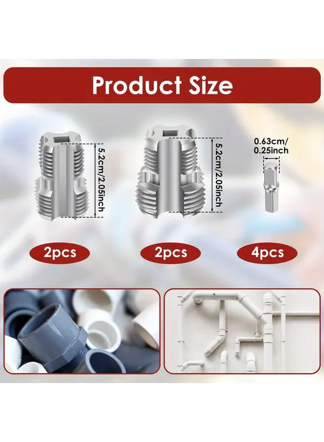 4pcs 1 2 3 4 Inch Carbon Steel PVC Pipe Thread Maker Tool For Plastic Tube - Image 2