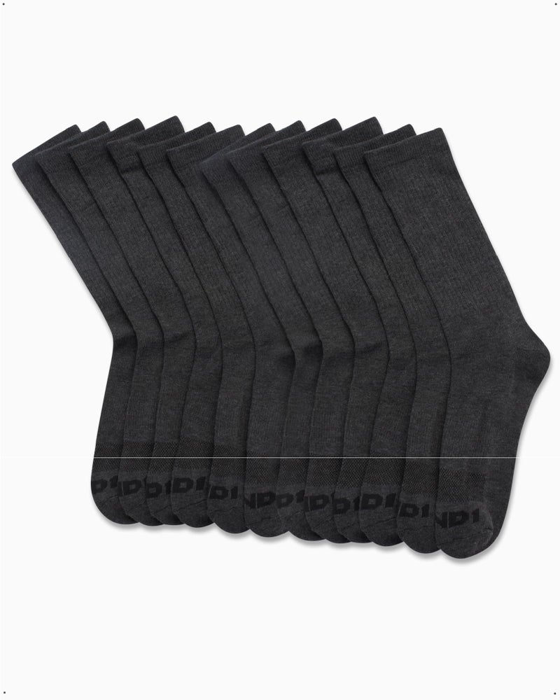 AND1 Mens Crew Socks - 12 Pack Moisture Wicking Cushioned Performance Breathable Athletic Socks for Men (Sizes: 6-12.5), Size 6-12.5, Charcoal Grey - Image 3